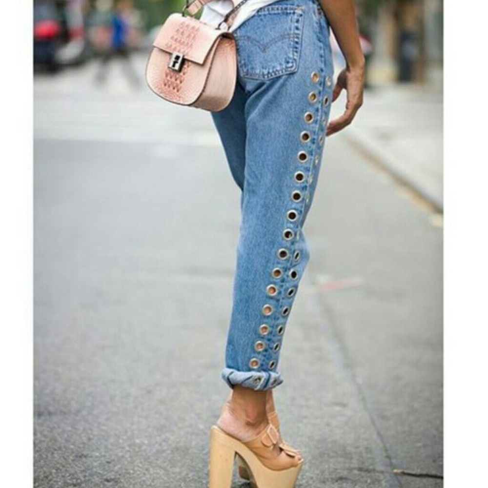 COPY - After Party by Nasty Gal Holed Up Grommet Jeans